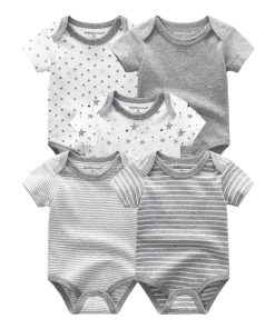 Set of 5 baby bodysuits - Gray short sleeve bodies