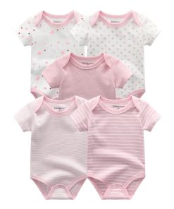 Set of 5 baby bodies - short pink sleeve bodies