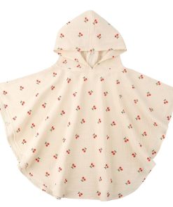Cotton bath cape - Baby Cape with Cherry design